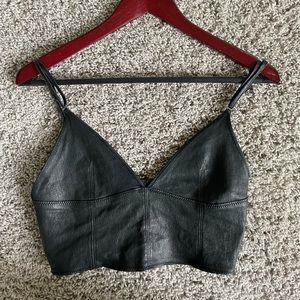 Black pleather crop top